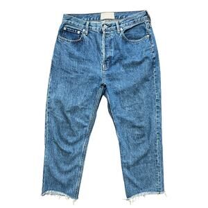 EVERLANE The Cheeky Jean  Straight Crop Raw Hem in Dark Wash  SZ 29